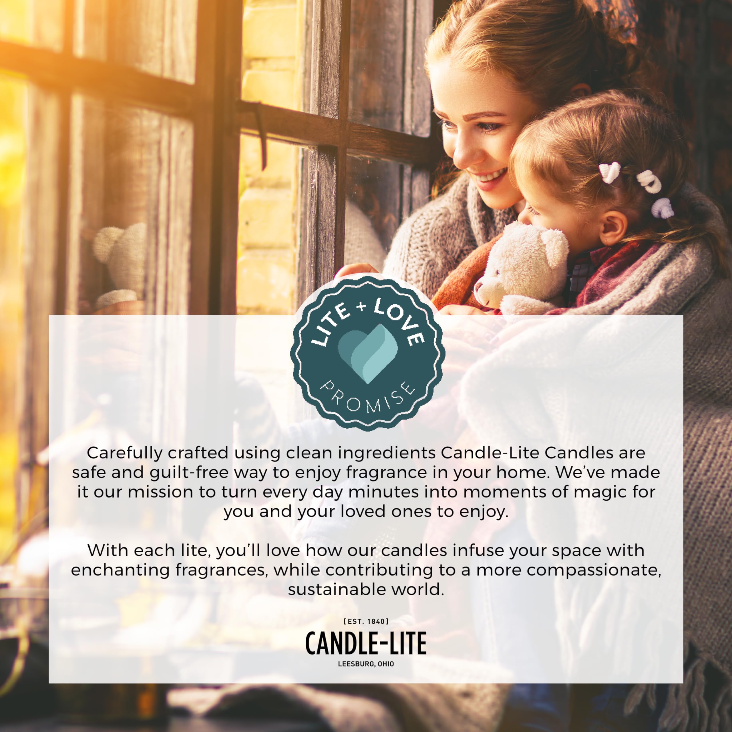 Candle-lite etiqueta en primer plano, información de fragancia y origen