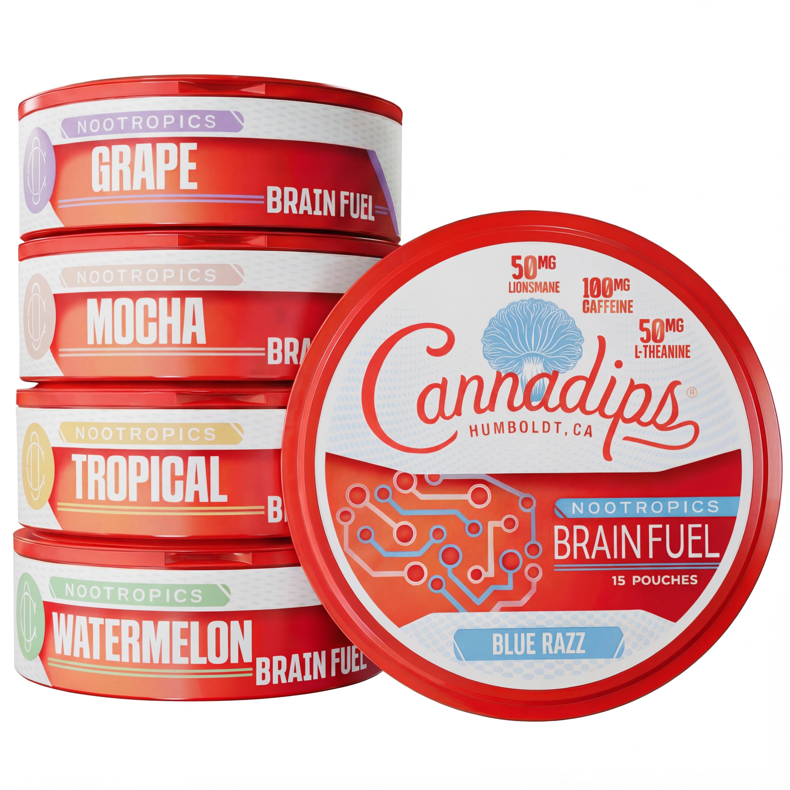 Cannadips presentación frontal del paquete, muestra claro beneficio de energía limpia