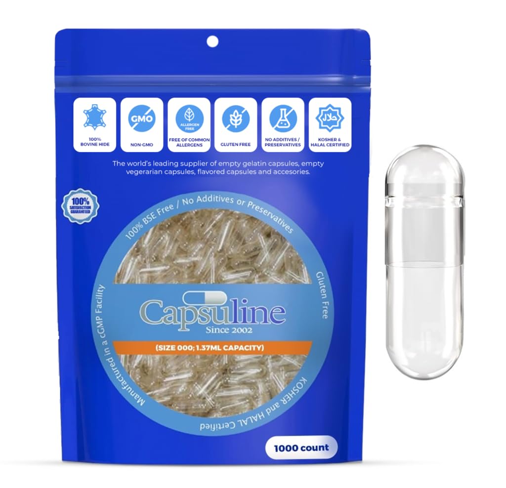 Cápsula Capsuline abierta con polvo interior, mantiene ingredientes secos y seguros