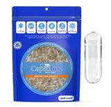 Cápsula Capsuline abierta con polvo interior, mantiene ingredientes secos y seguros