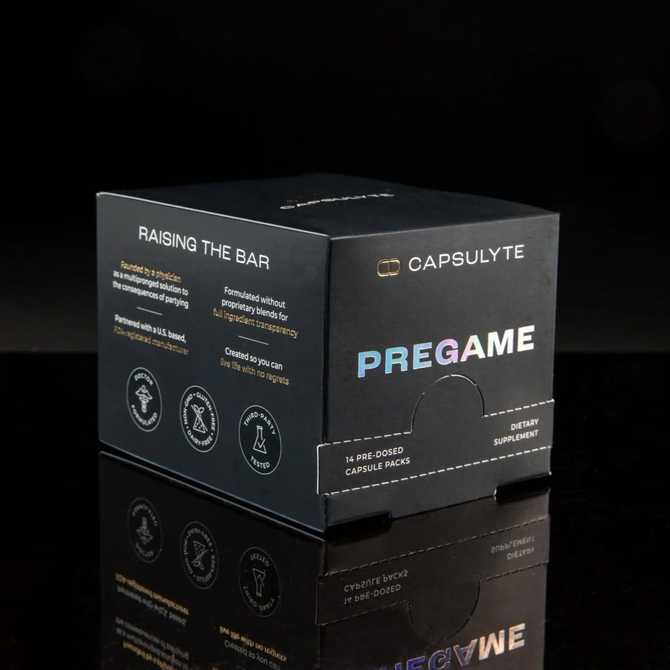 CAPSULYTE Pregame en escena nocturna estilo de vida para momentos sociales