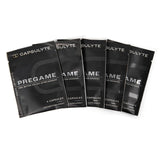CAPSULYTE Pregame empaque frontal mostrando paquetes pre‑dosis para facilidad