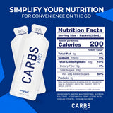 Carbs Fuel sobre abierto mostrando gel y fácil consumo