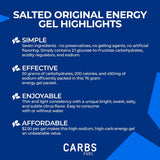 Carbs Fuel envase en mano para ilustrar tamaño y fácil apertura
