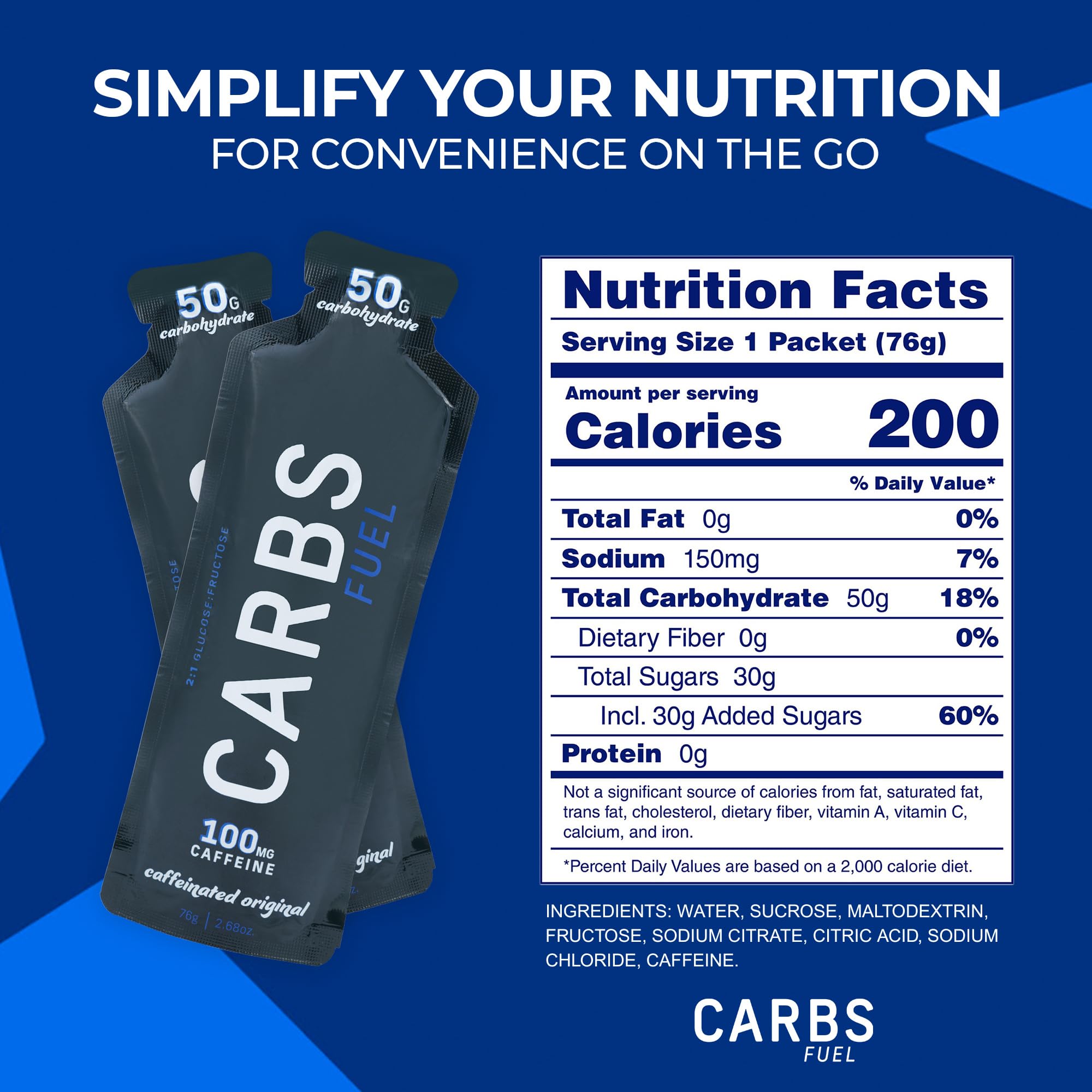 Carbs Fuel gel abierto con flujo continuo para ingestión sin esfuerzo