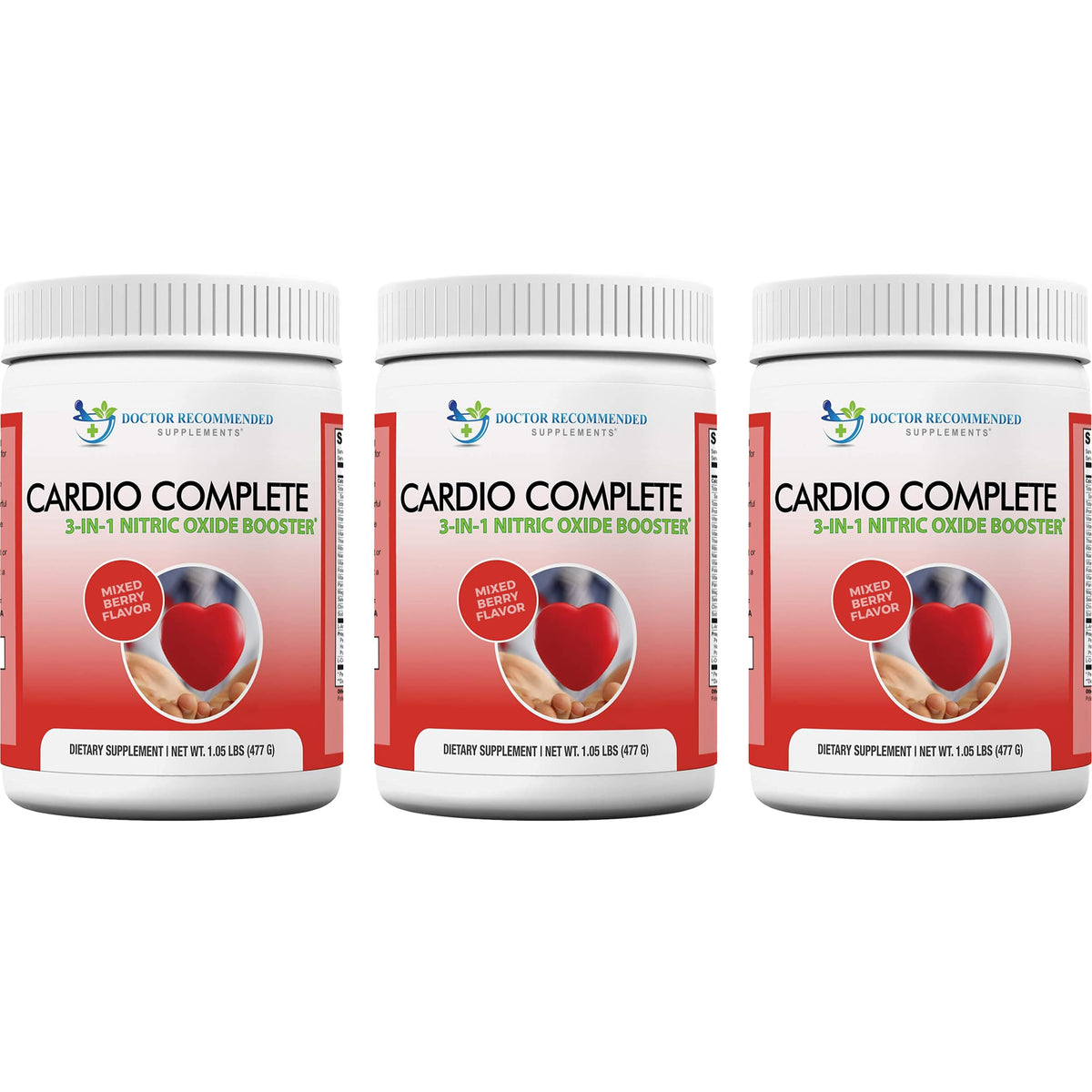 DOCTOR RECOMMENDED SUPPLEMENTS Cardio Complete frontal del envase muestra información clave y beneficios