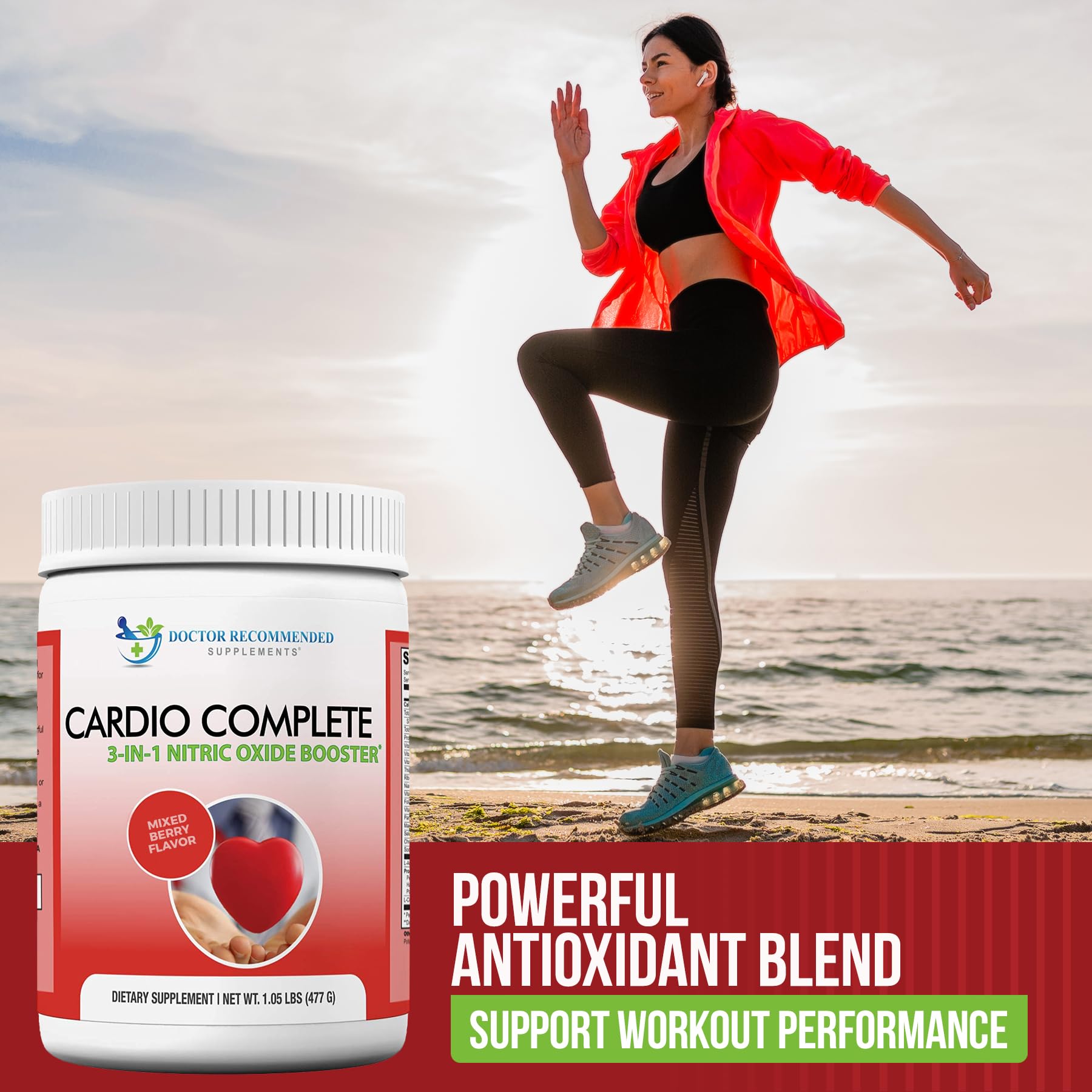 DOCTOR RECOMMENDED SUPPLEMENTS Cardio Complete vaso preparado sabor berry ideal antes del entrenamiento
