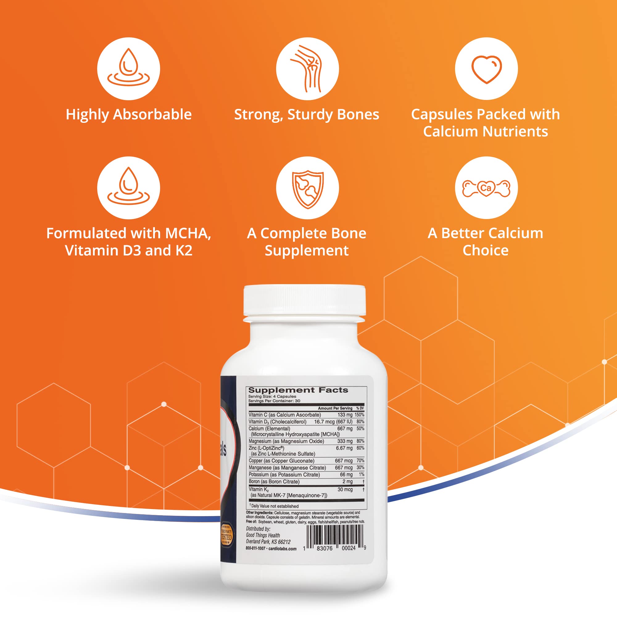 CardioTabs etiqueta con lista de ingredientes y beneficios clave