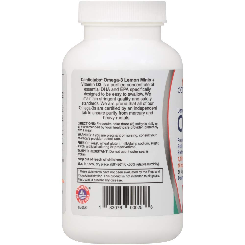 CardioTabs etiqueta nutricional legible con omega‑3 y vitamina D3