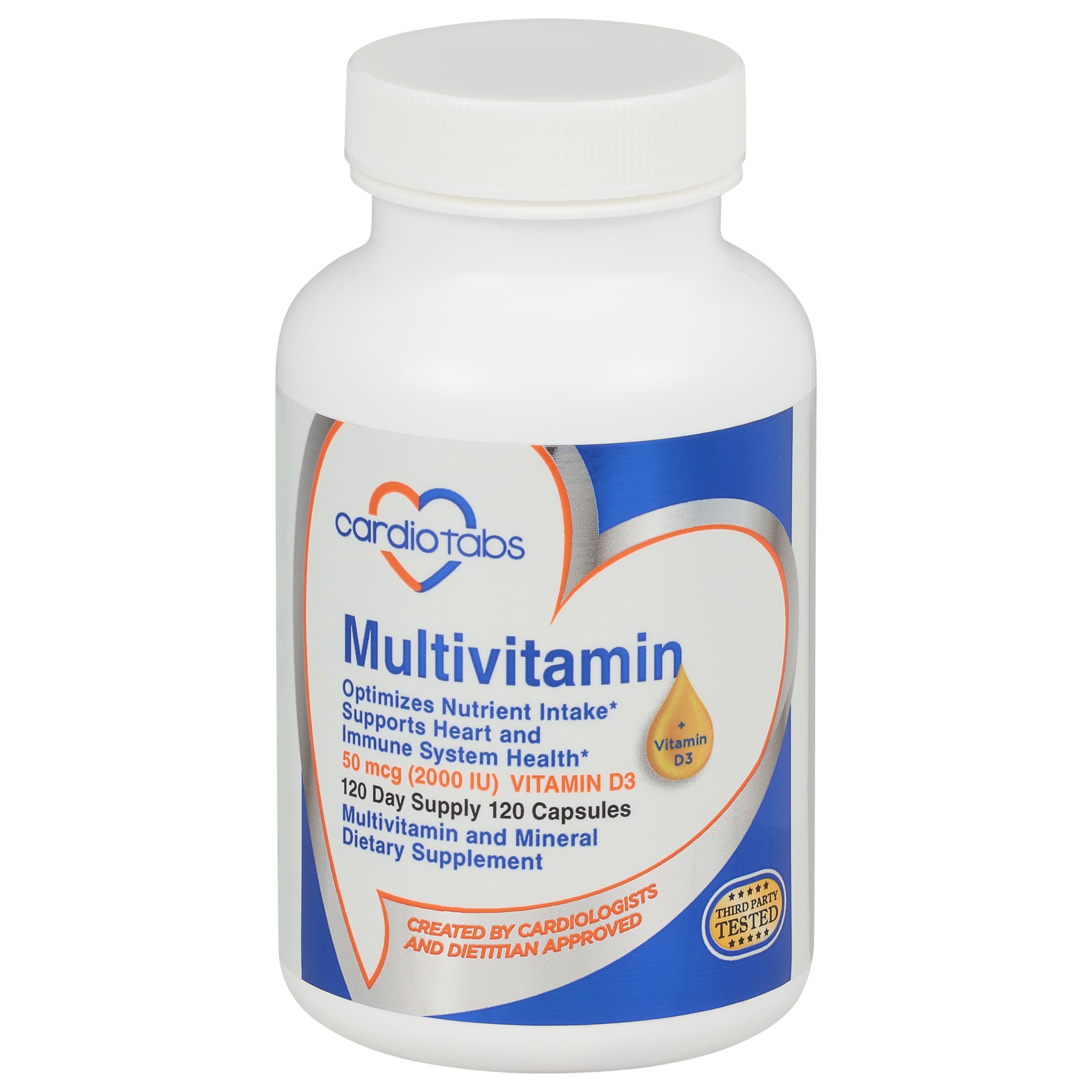 CardioTabs envase frontal mostrando las vitaminas principales y fácil identificación