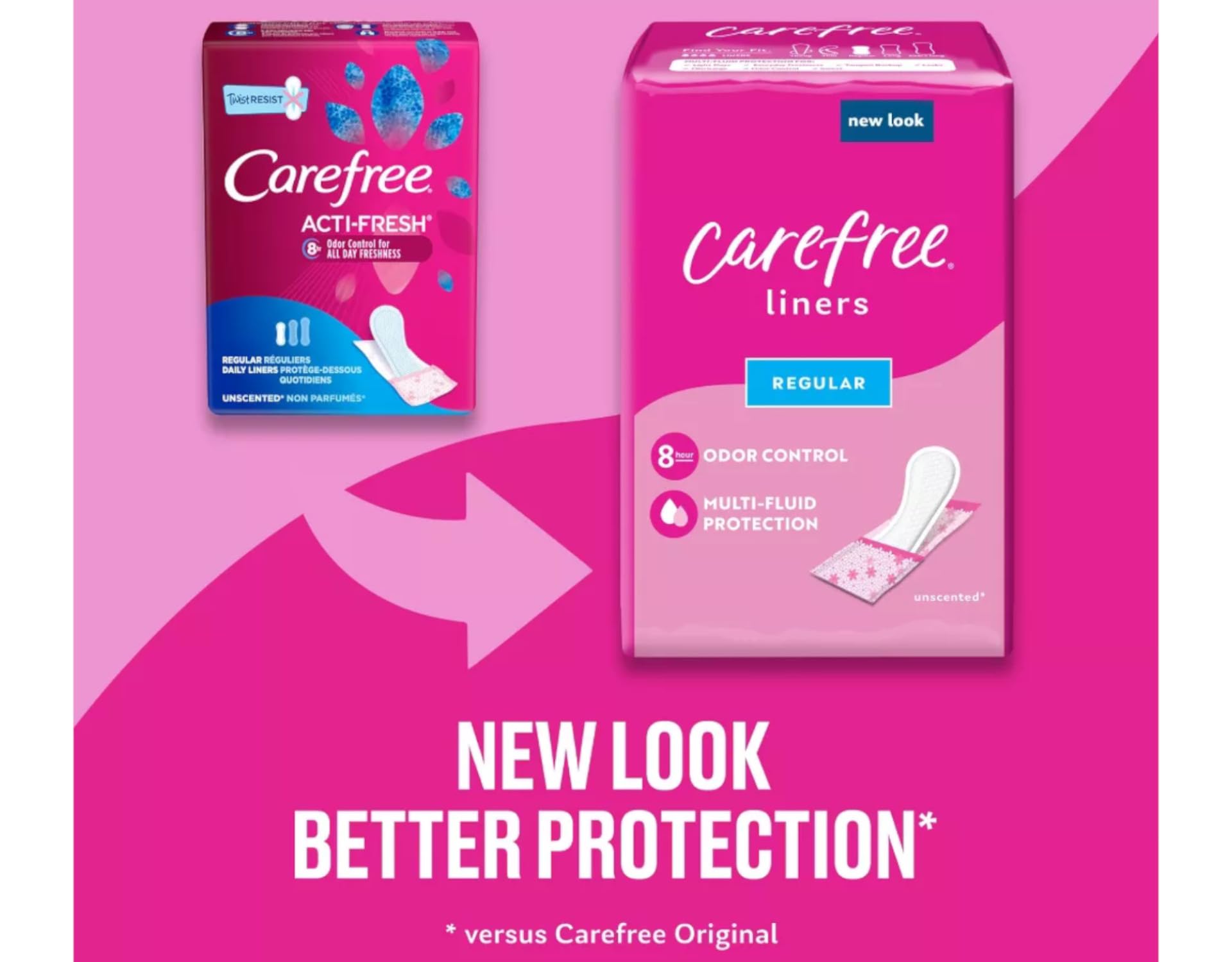 Carefree protector junto a objeto para comparar tamaño y finura