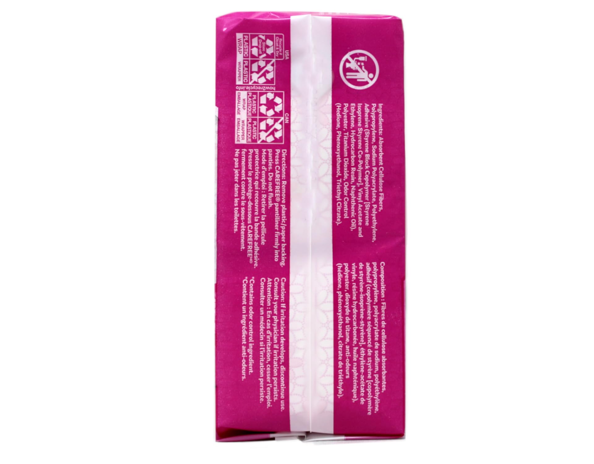 Carefree protector junto a una regla para escala, muestra del grosor ultradelgado
