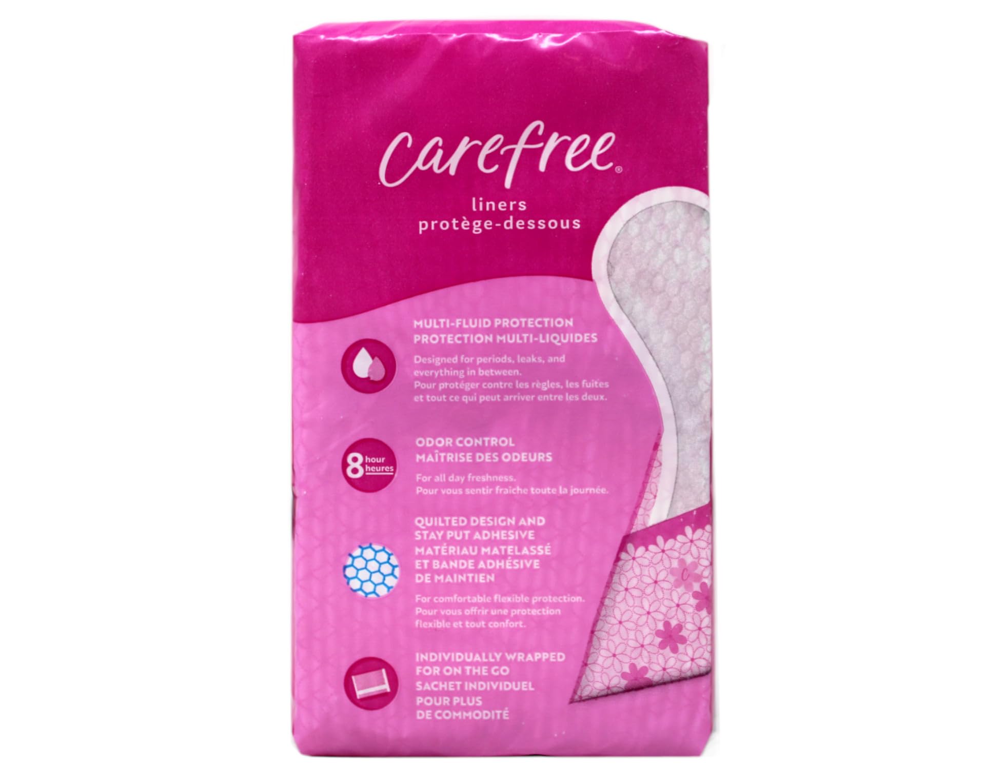 Carefree protector colocado en ropa interior, discreción y comodidad diaria