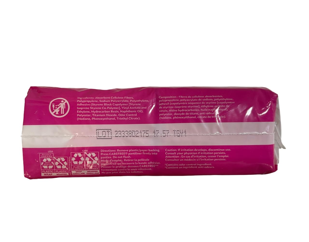 Carefree primer plano del núcleo ultrafino que absorbe el doble y aporta comodidad