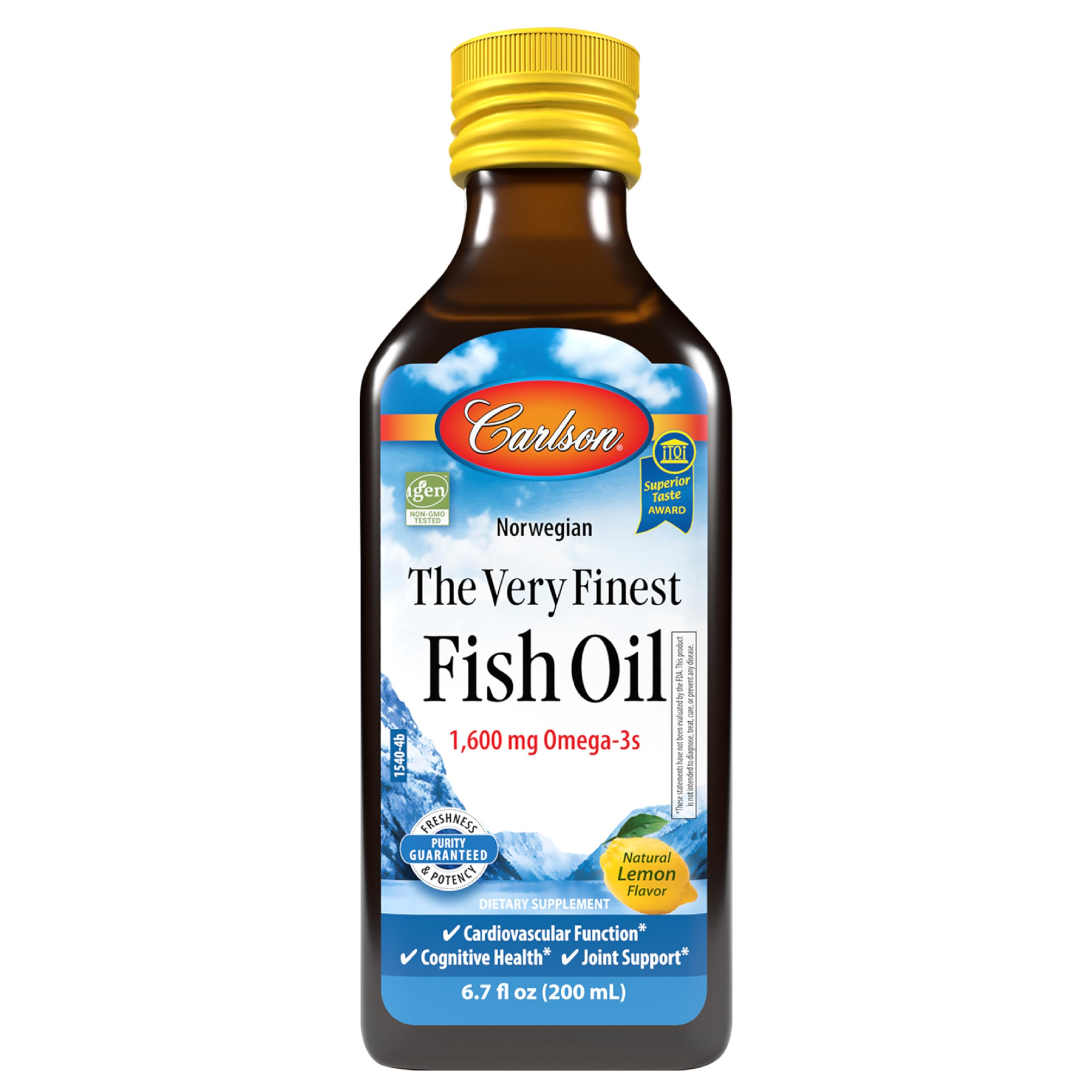 Carlson bote frontal del aceite de pescado con etiqueta clara y sabor limón