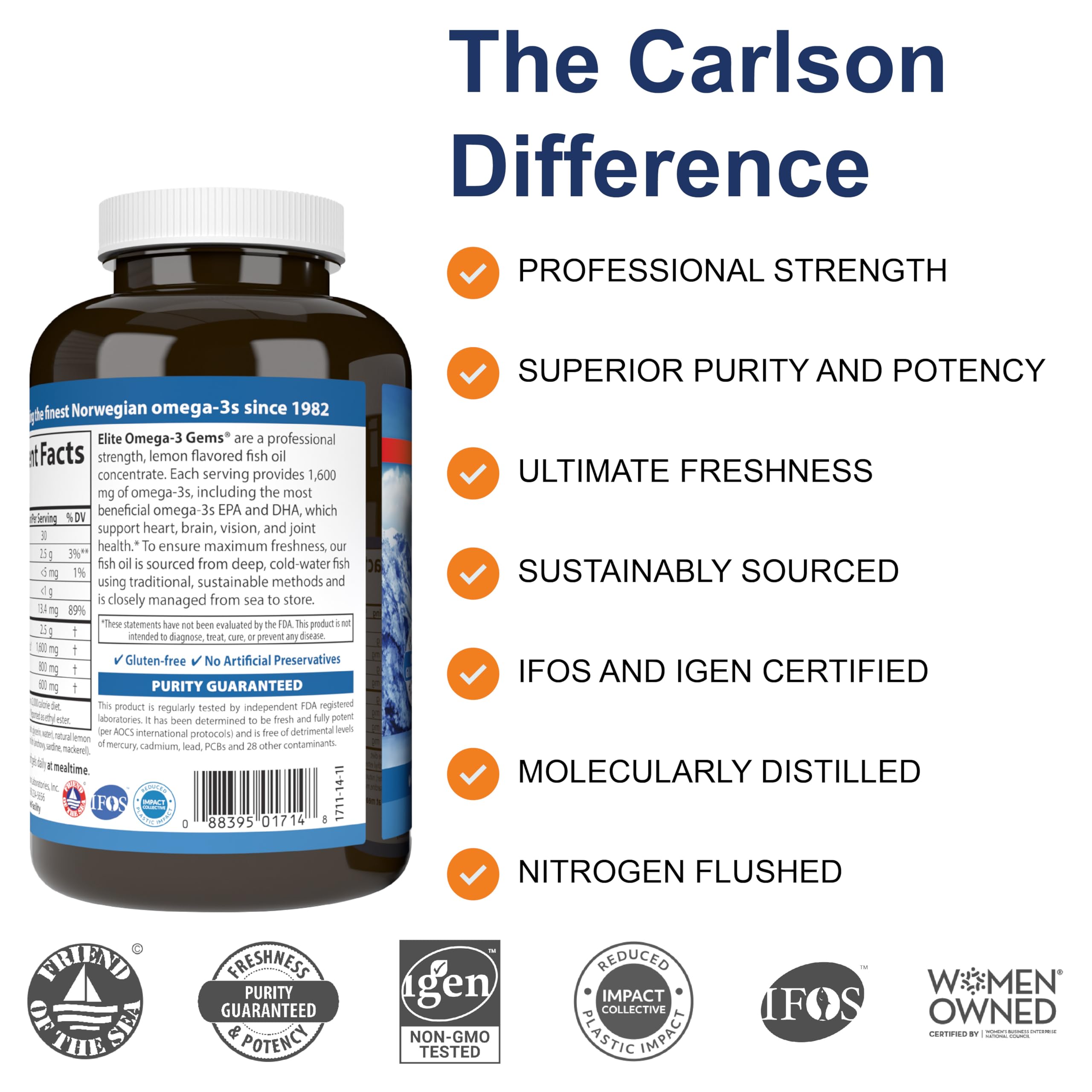 Carlson cápsula vista cercana que revela textura y calidad del aceite