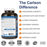 Carlson cápsula vista cercana que revela textura y calidad del aceite