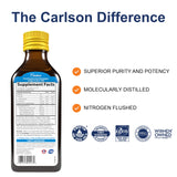 Carlson etiqueta nutricional en detalle destacando 800 mg omega‑3 por cucharadita