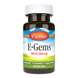Carlson E-Gems envase frontal que muestra dosis y cantidad, confianza de marca