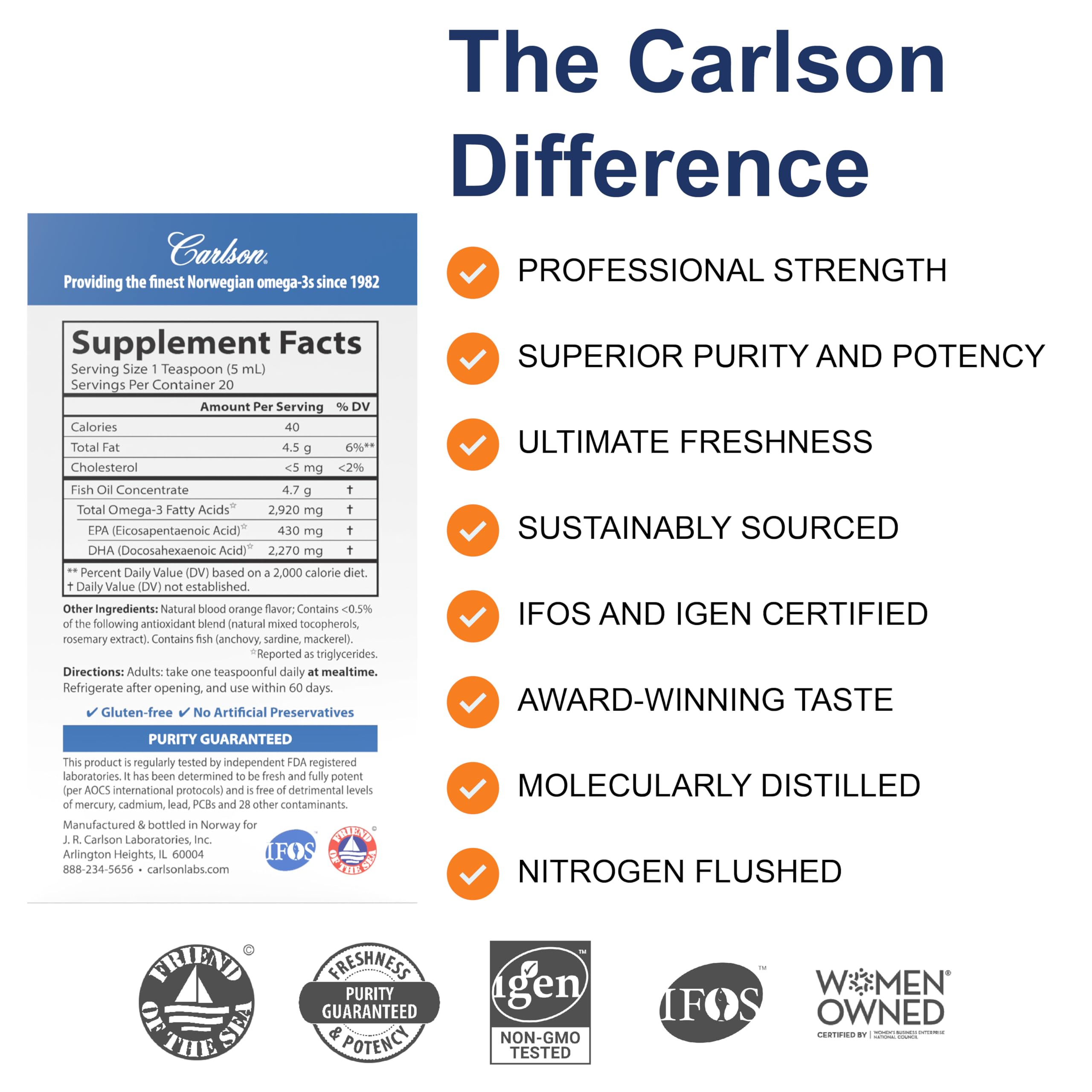 Carlson textura líquida en cucharita para dosificación precisa y sabor agradable