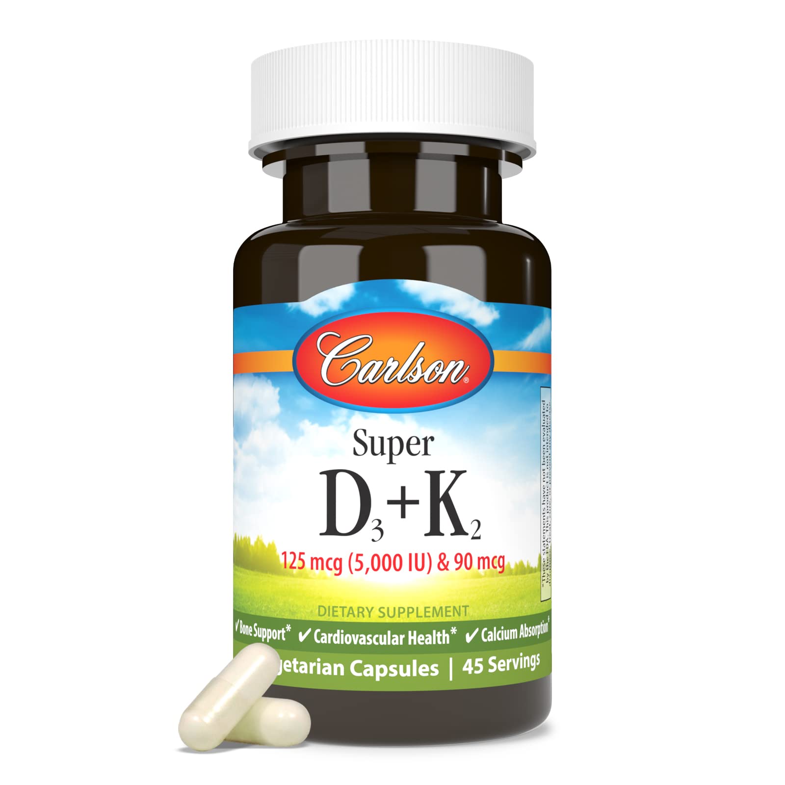 Carlson etiqueta información nutricional visible para verificar dosis