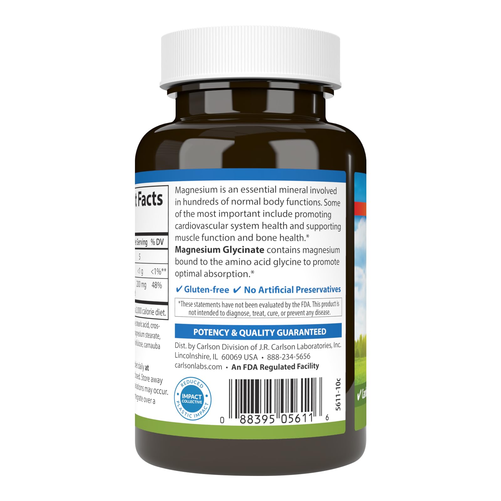 Carlson etiqueta nutricional con información de dosis y pureza