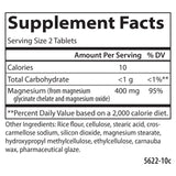 Carlson etiqueta nutricional enfocada con información clara de magnesio 400 mg