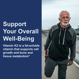 Carlson etiqueta con valores nutricionales destacando 5 mg de vitamina K2 MK-4 por cápsula