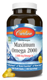 Carlson envase frontal mostrando 180 softgels y beneficios de omega-3