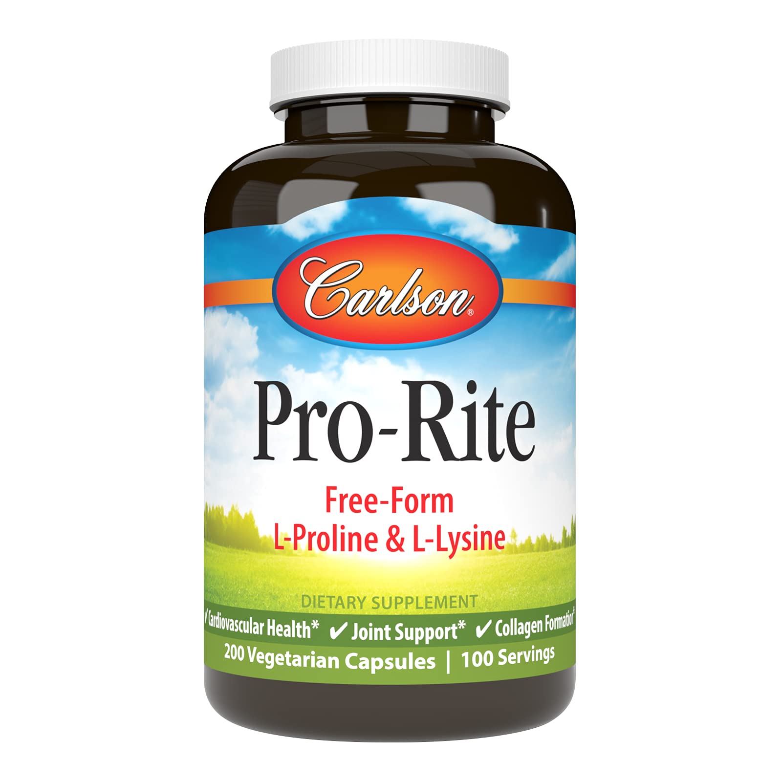 Carlson envase frontal Pro-Rite mostrando etiqueta y beneficios
