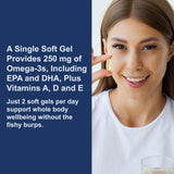 Carlson etiqueta nutricional enfocada en omega-3 y vitamina D3
