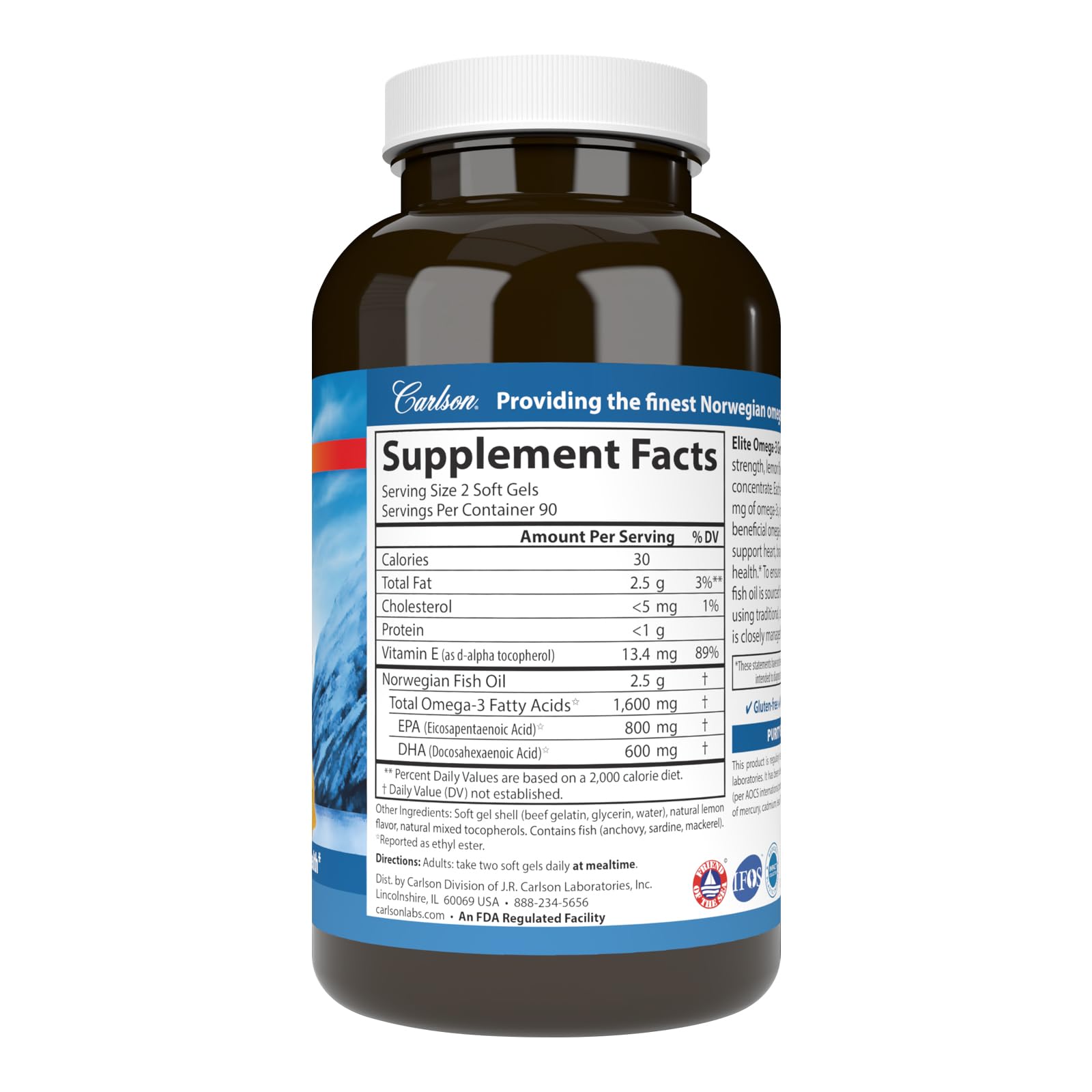 Carlson close-up de softgel que destaca pureza y suavidad