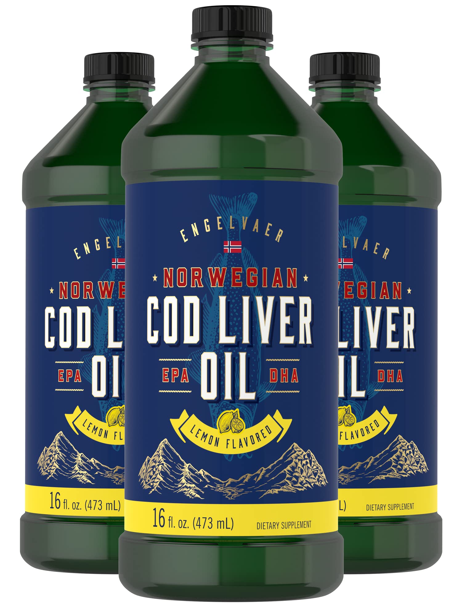 Carlyle aceite de hígado de bacalao frontal botella pack 3, muestra durabilidad