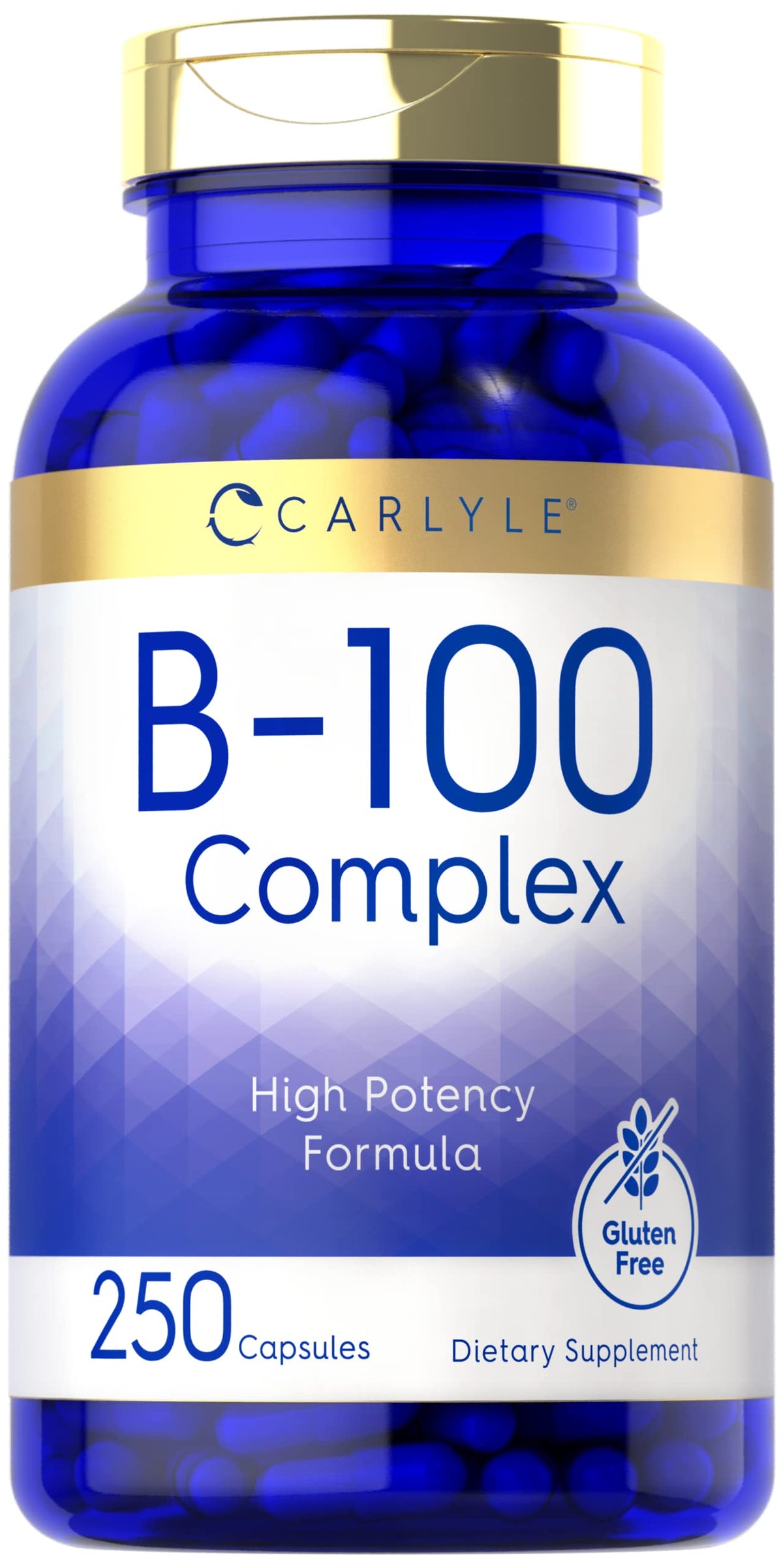 Carlyle frasco B-100 frontal mostrando el envase y beneficio de suministro prolongado