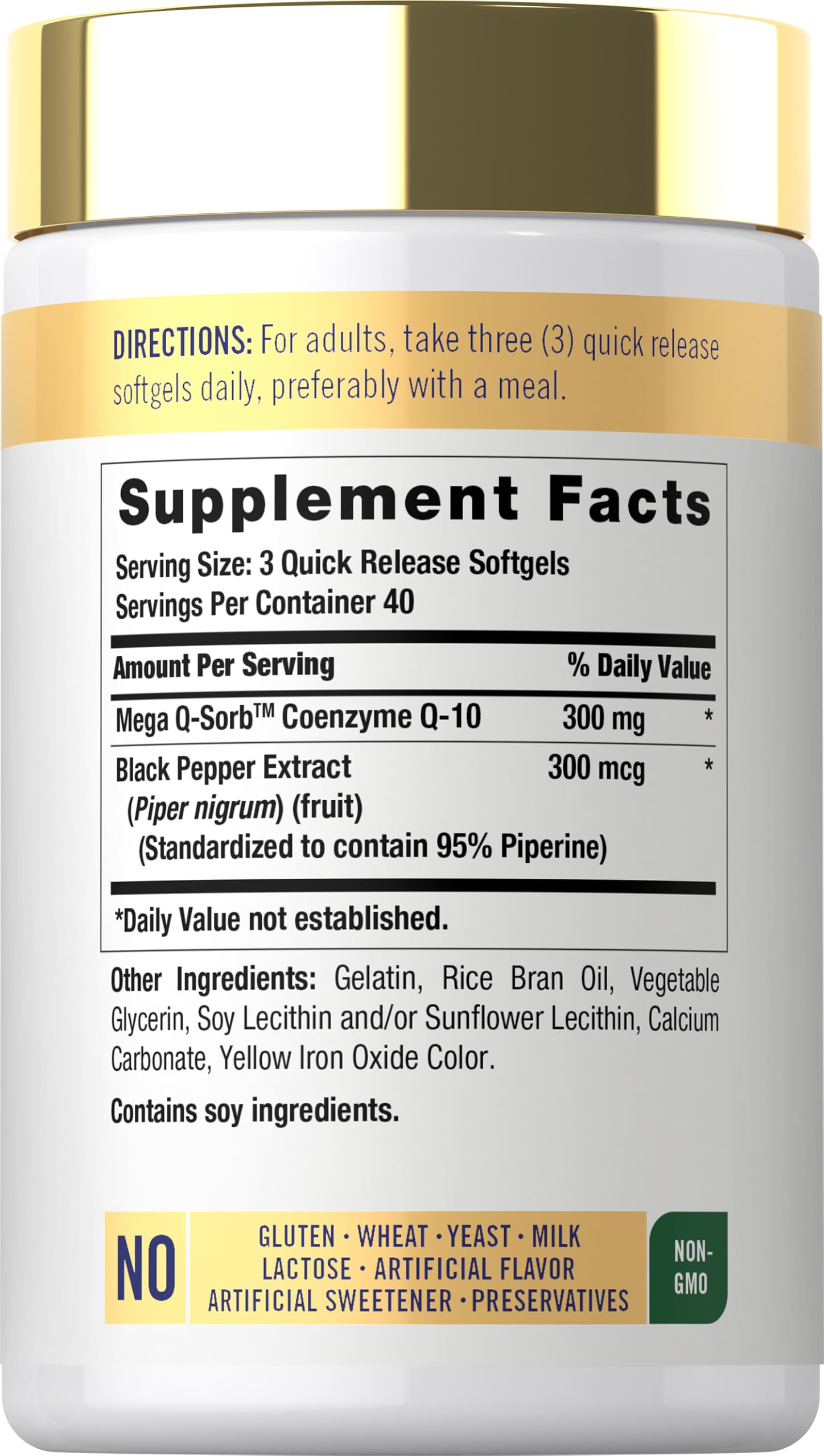 Carlyle botella abierta con 120 softgels visible, conveniencia de suministro