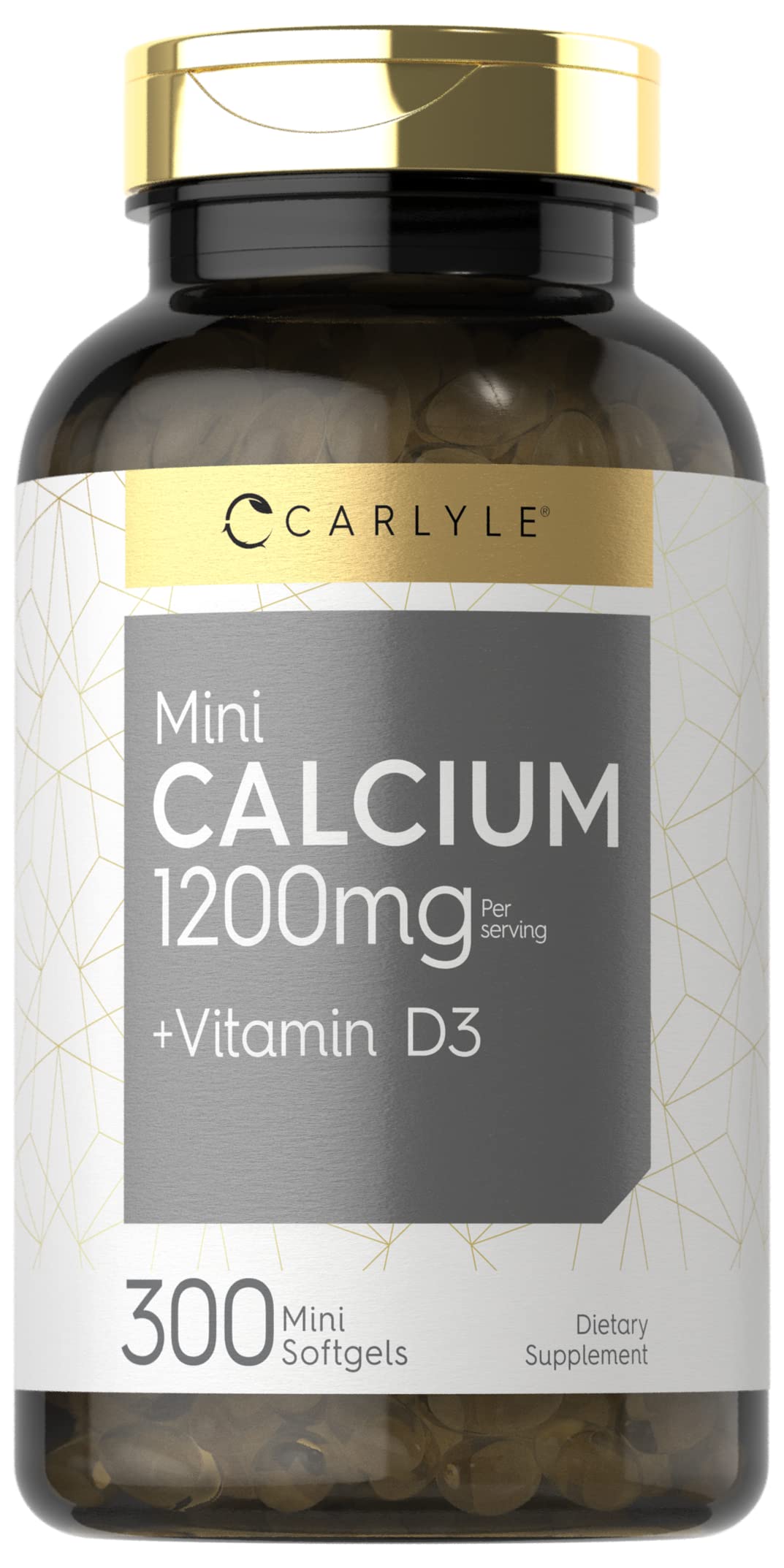 Carlyle frasco frontal mostrando 300 softgels y conveniencia