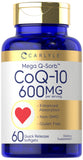 Carlyle CoQ10 frontal del envase mostrando 60 cápsulas y potencia