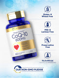 Carlyle CoQ10 etiqueta con ingredientes y garantías de calidad visibles