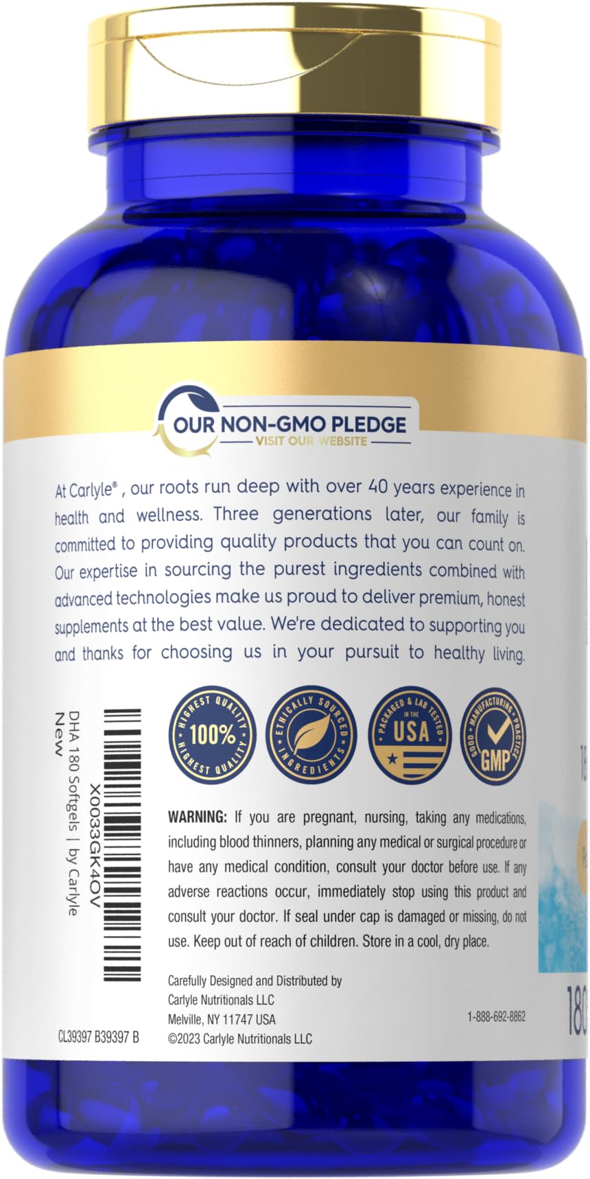 Carlyle gota de aceite sobre fondo claro demostrando pureza del Omega-3