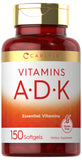 Carlyle envase frontal Vitamin ADK mostrando 150 softgels y claridad de etiqueta