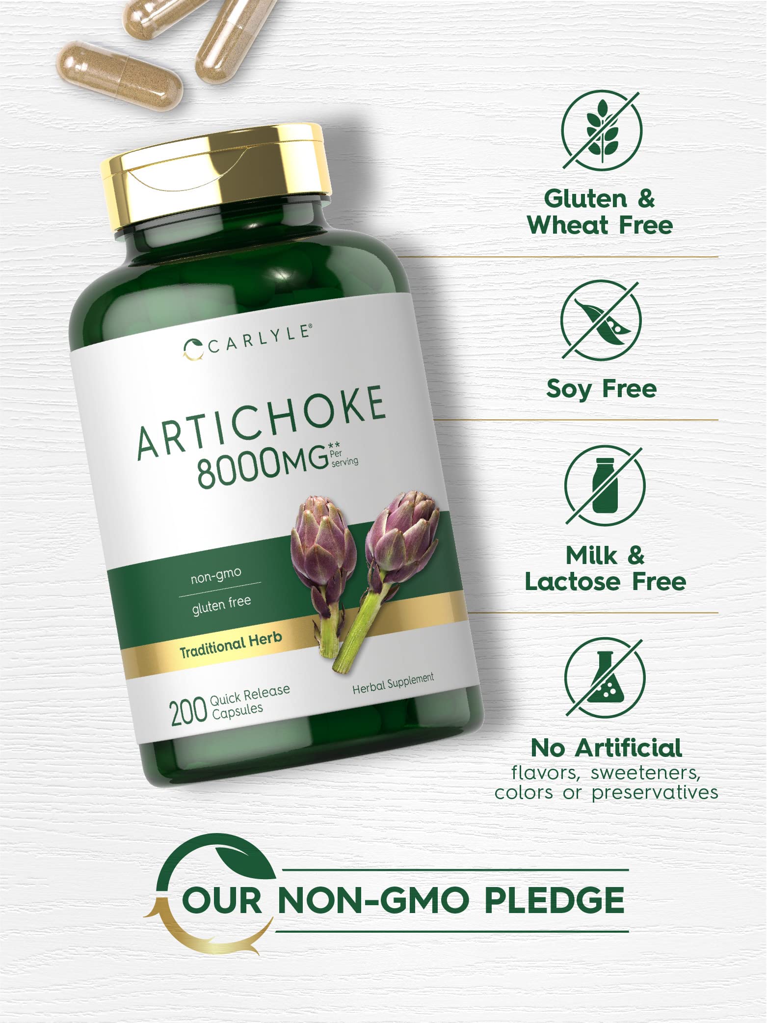 Carlyle etiqueta con ingredientes y control de calidad visible
