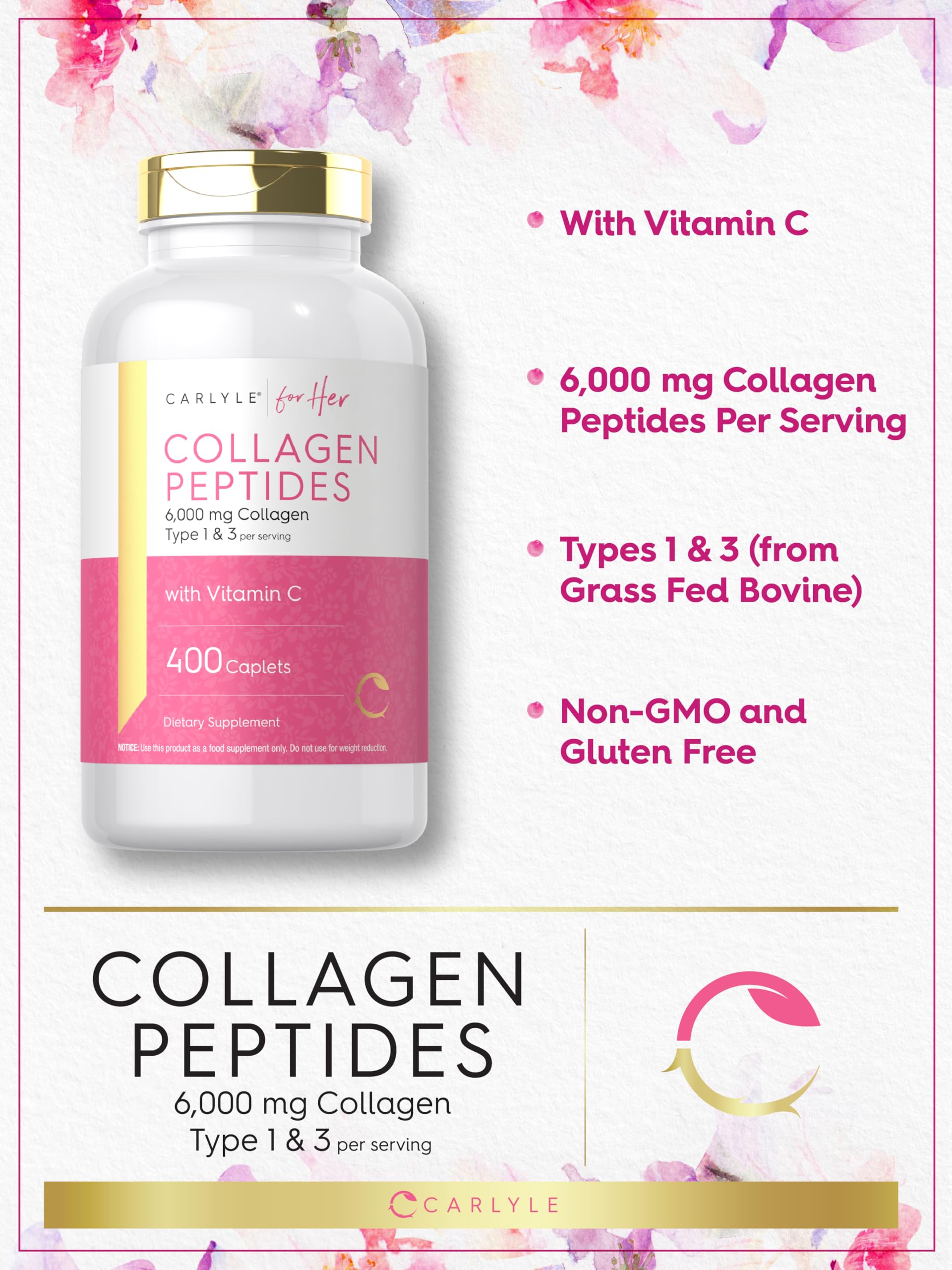 Carlyle primer plano de la etiqueta con ingredientes y vitamina C visible