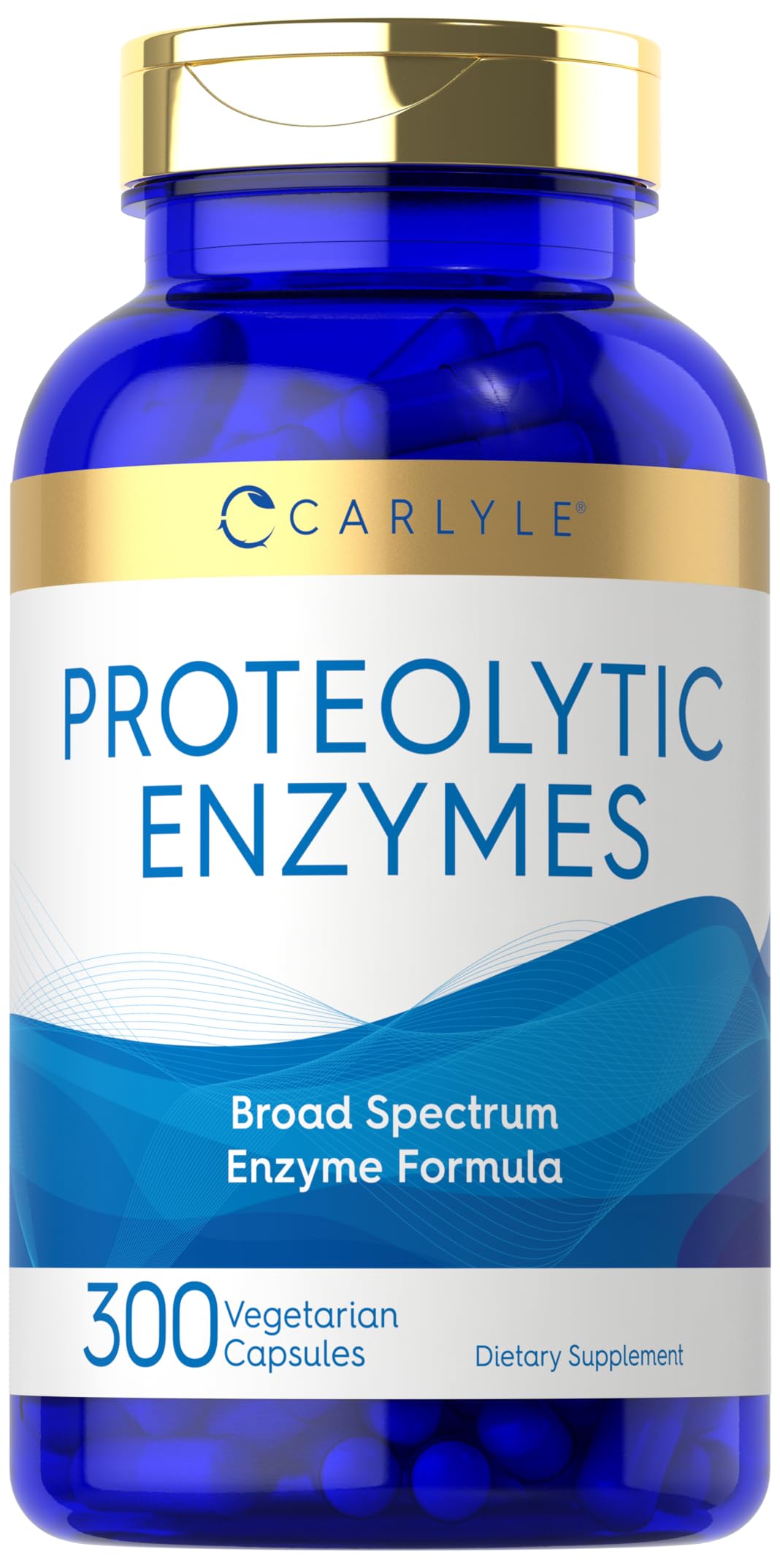 Carlyle bote frontal de Proteolytic Enzymes mostrando diseño y cantidad