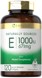 Carlyle envase frontal de vitamina E 1000 UI mostrando la etiqueta y cantidad