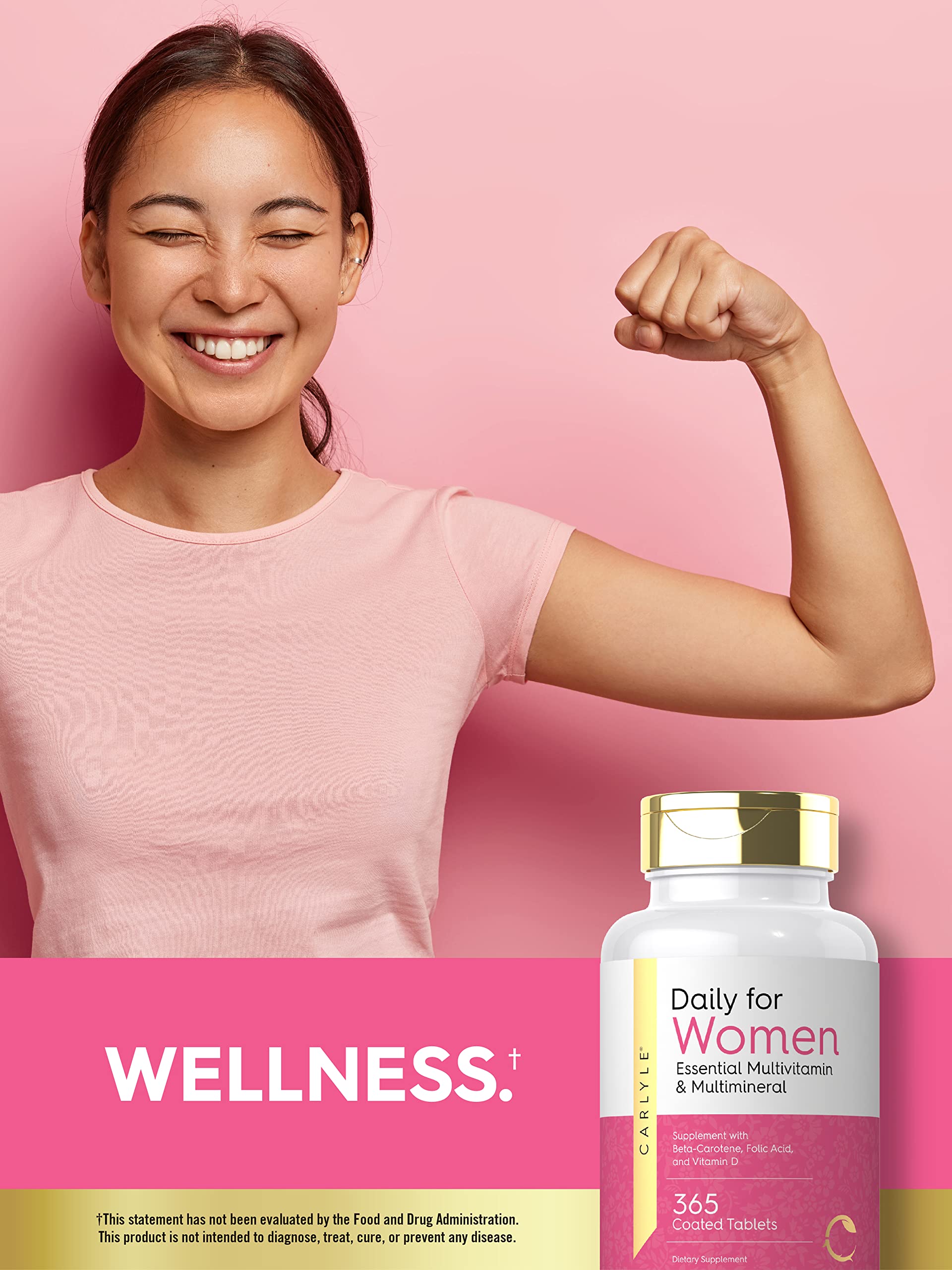 Carlyle ingredientes clave (ácido fólico, vitamina D) resaltados