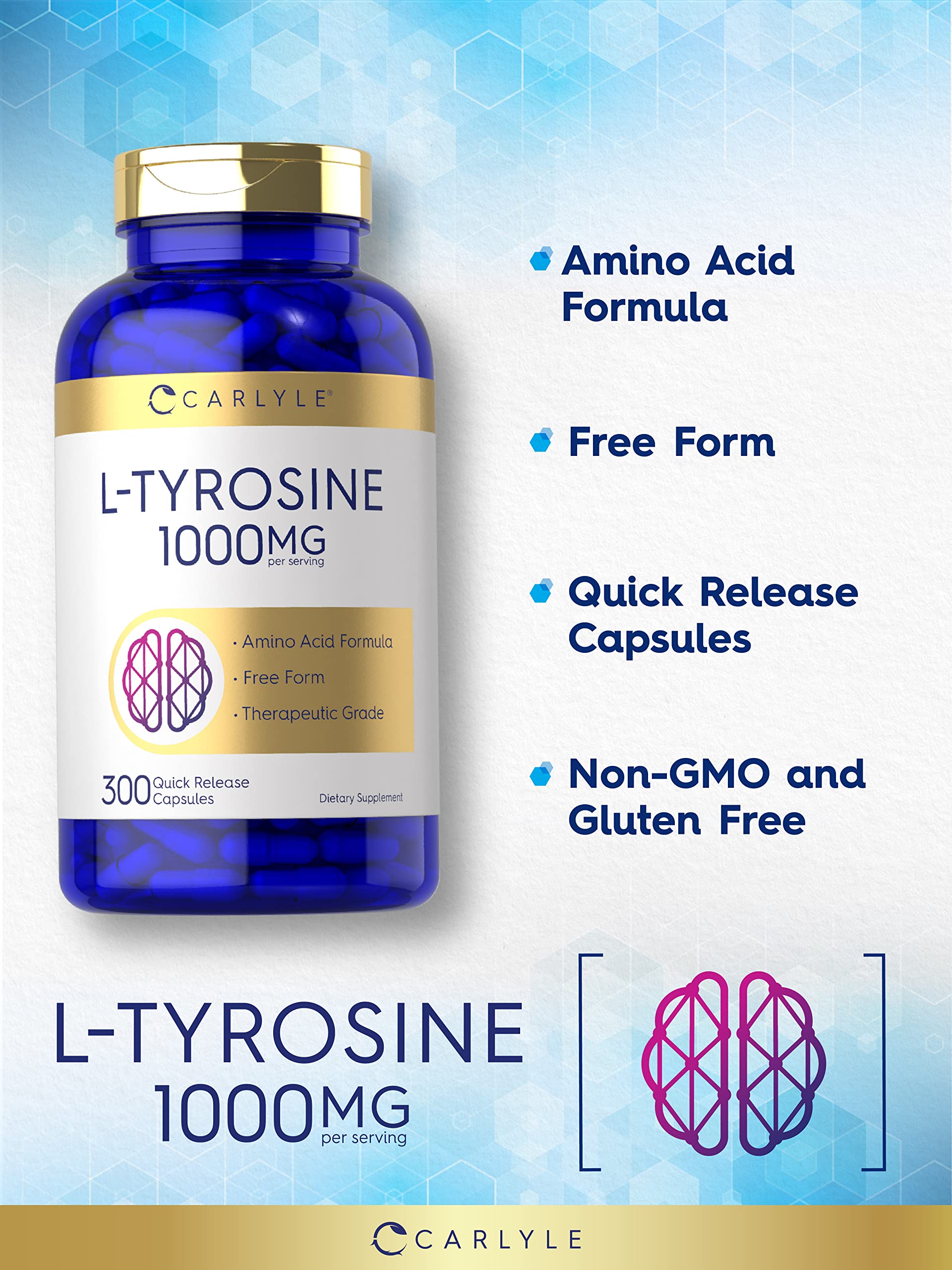 Carlyle polvo de L-Tyrosine resaltando pureza y calidad terapéutica