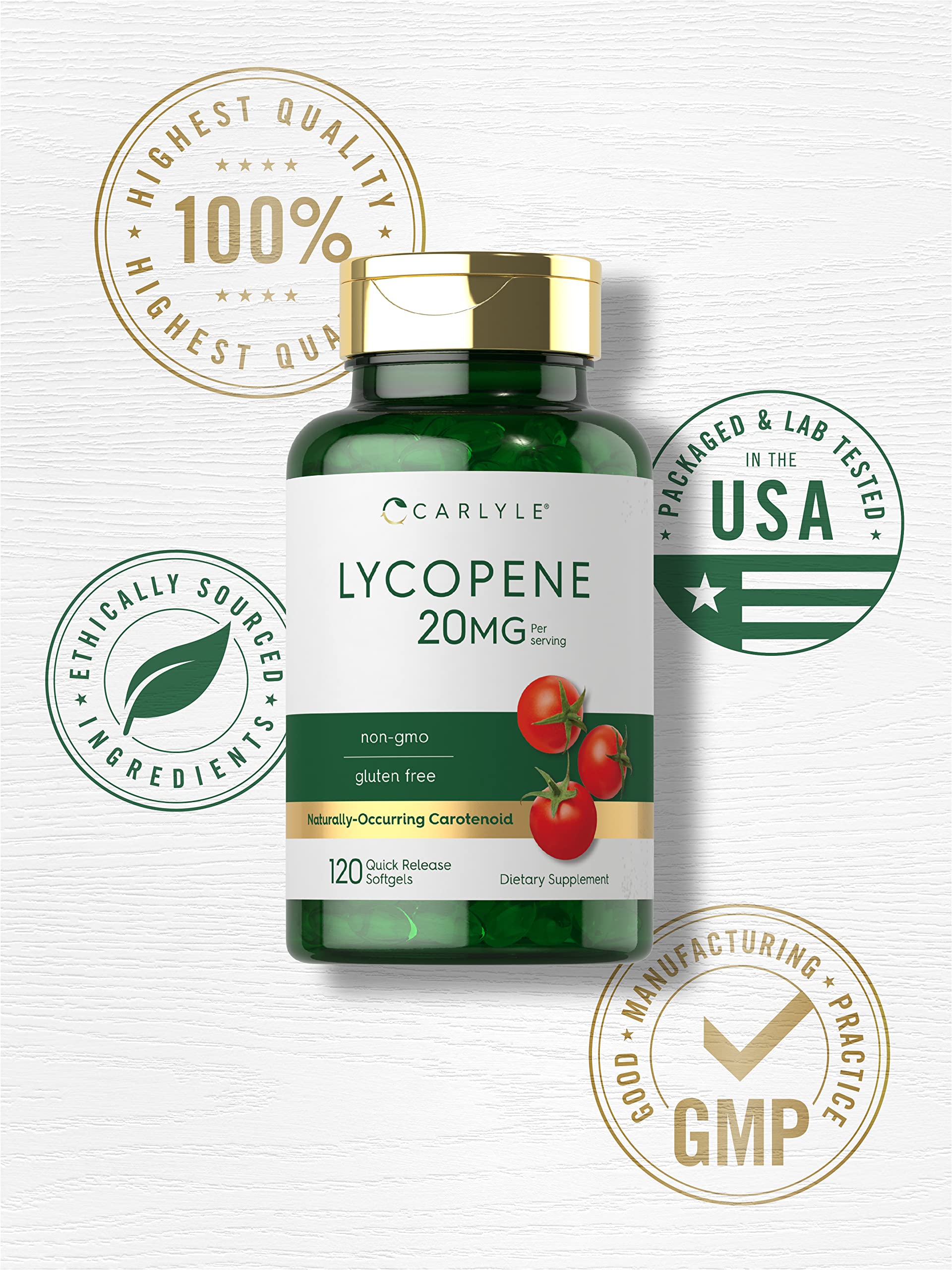 Carlyle etiqueta con ingredientes y sellos de calidad, transparencia