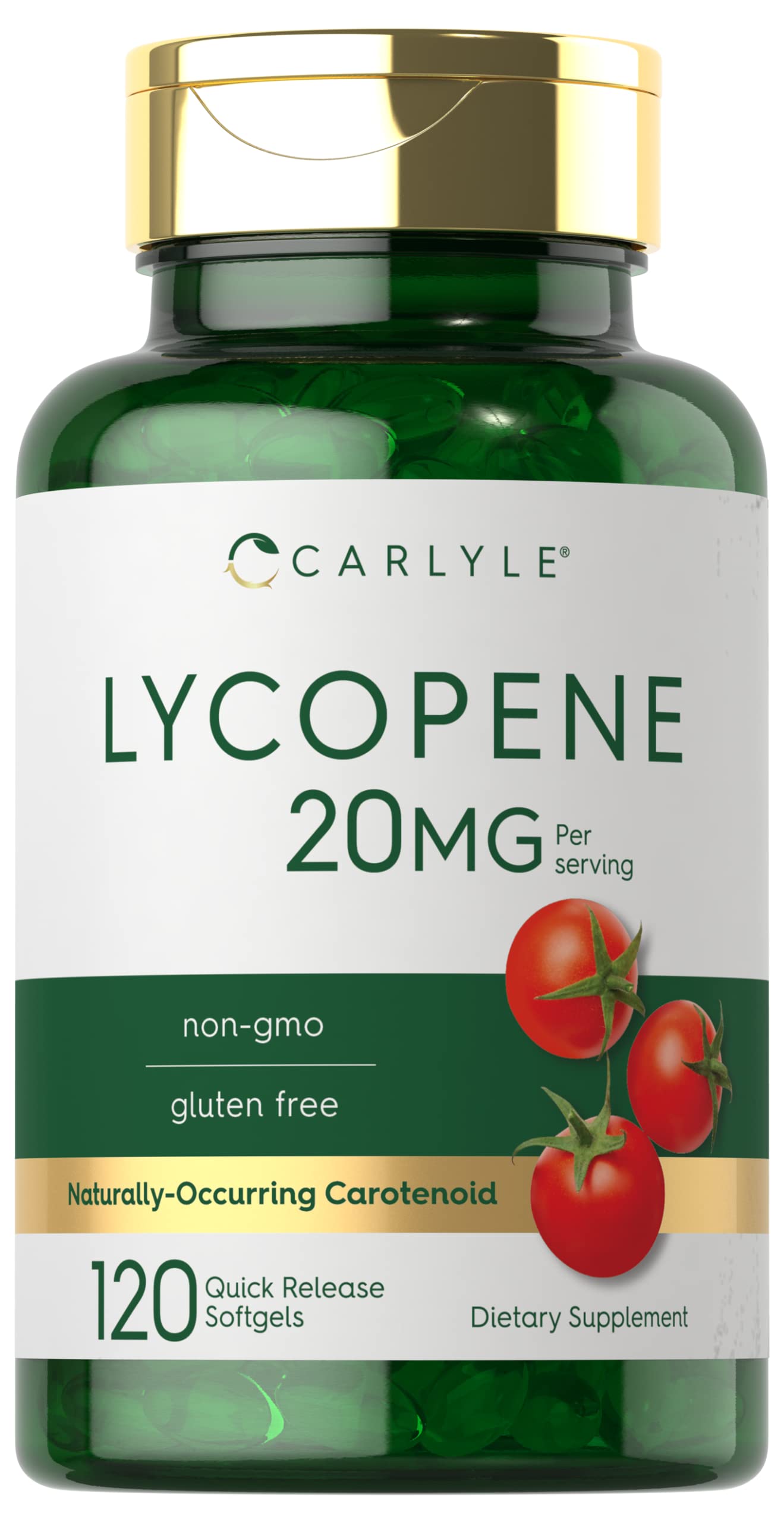Carlyle frasco frontal mostrando 120 softgels y beneficio conveniencia