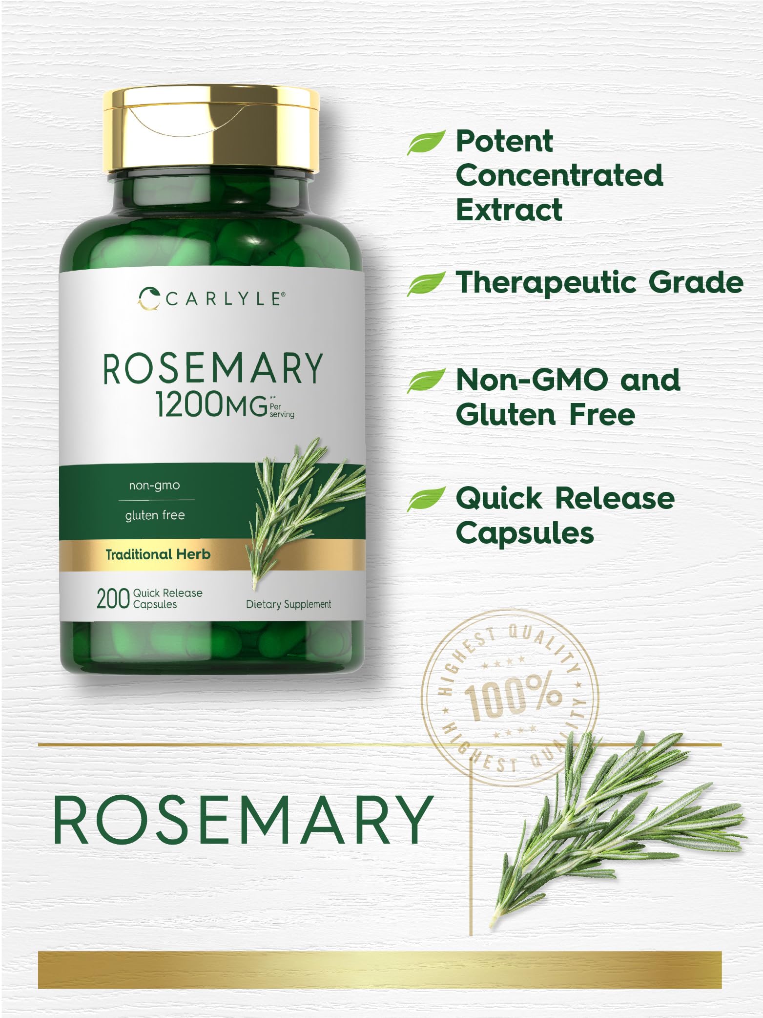 Carlyle Rosemary Capsules en mano para comparar escala y porción
