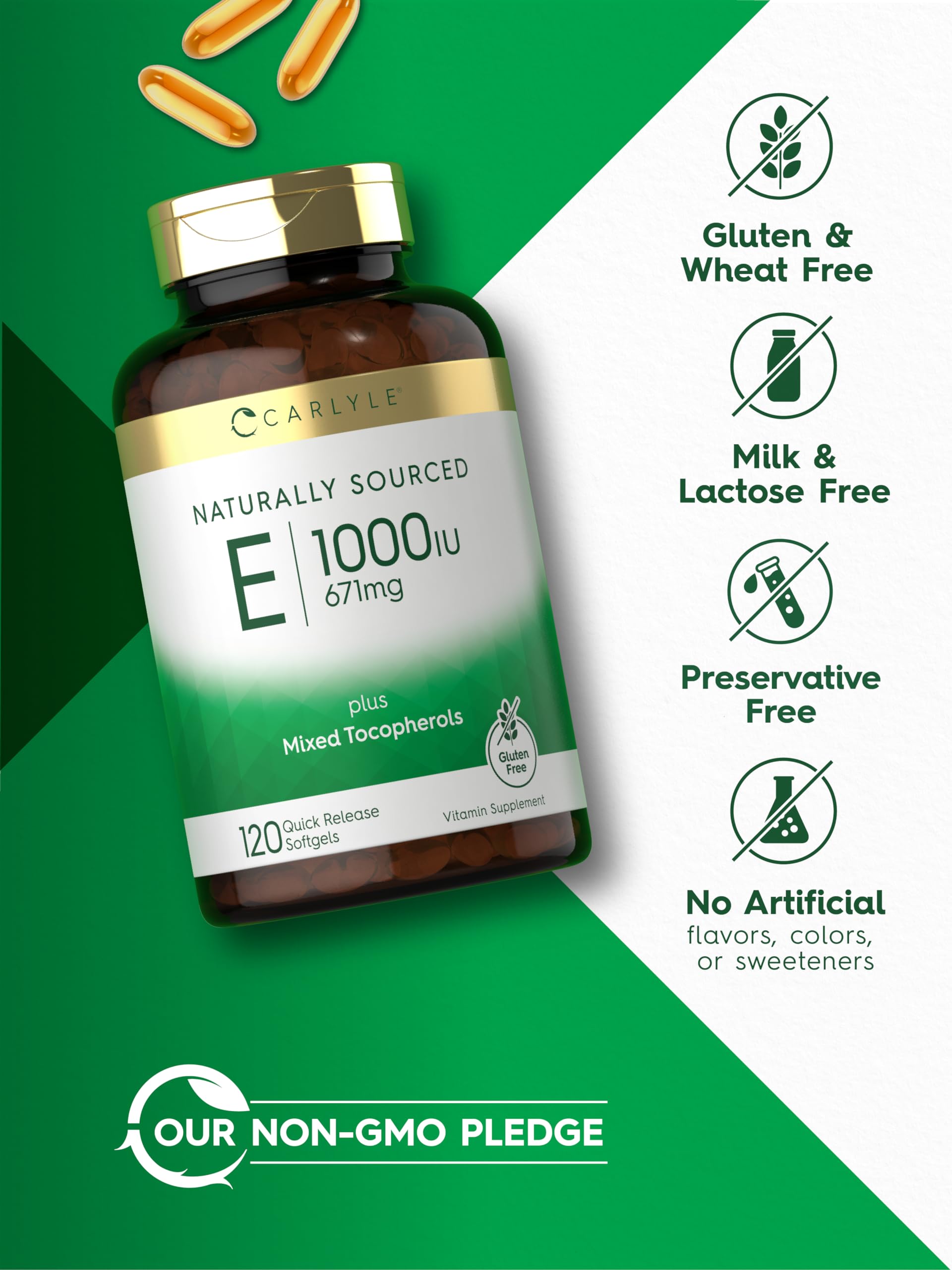 Carlyle etiqueta con lista de ingredientes y certificados de calidad visibles